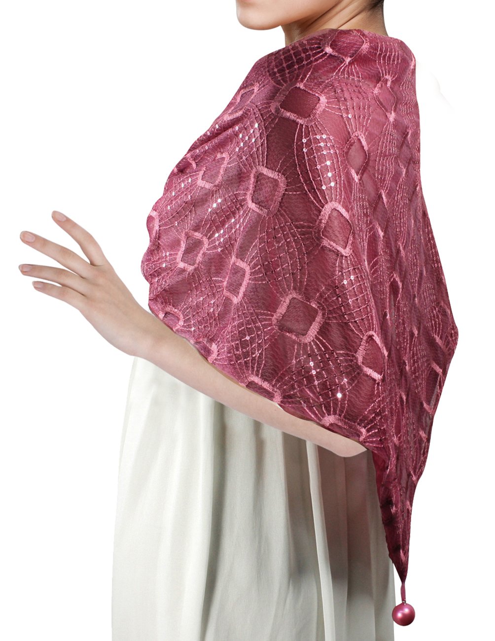 DahliaWomen's Evening Triangle Scarf - Stylish Embroidered Design