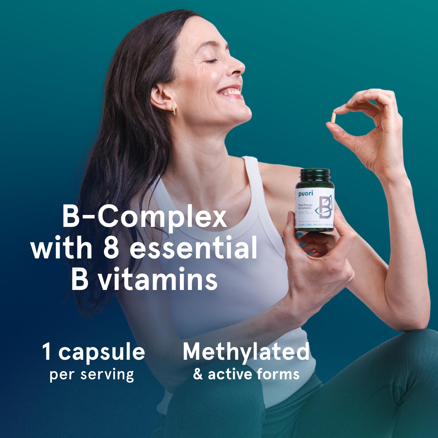 Puori Pure Energy Vitamin B-Complex with 8 Essential Vitamins, 60 Capsules — Amazon image 4