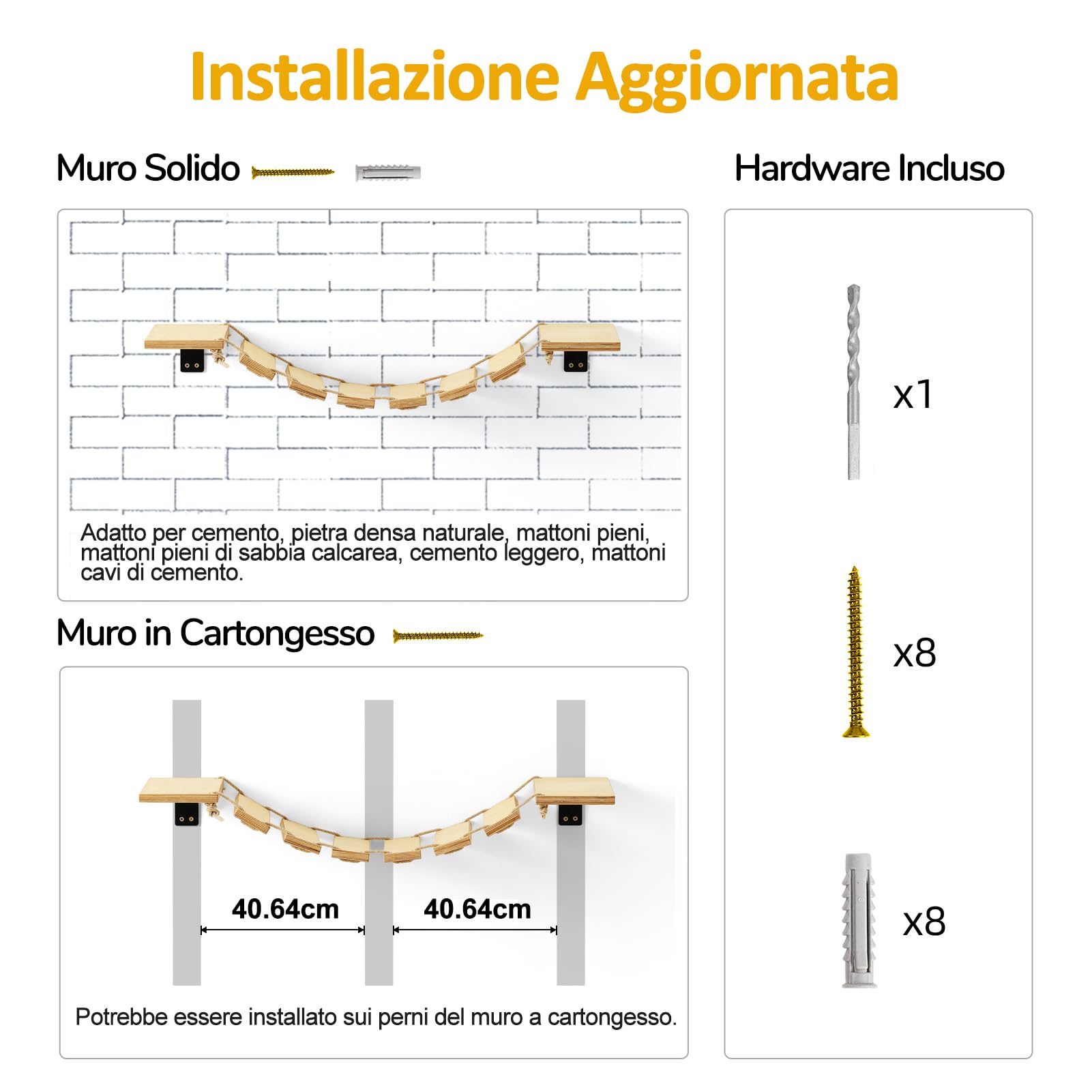 FUKUMARU Scale per Gatti, 32 cm, Percorso Ponte di Gatto da Parete per Arrampicata e Passeggiate,Scaletta da Parete per la Maggior Parte dei Gatti e Cuccioli. Legno Massiccio Naturtale.