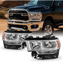 AKKON - For 2019-2024 Dodge Ram 2500-3500 Headlights | Halogen Type OE Factory Style Chrome Bezel Clear Lens Headlamp Driver - Passenger Side Direct Replacement