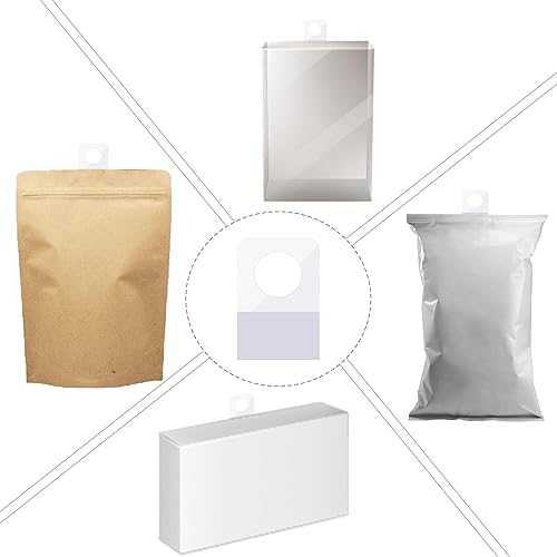 Miniatura 6 de 300 pestañas transparentes autoadhesivas para colgar, etiquetas colgantes adhesivas con agujero de ranura, etiquetas colgantes de plástico para