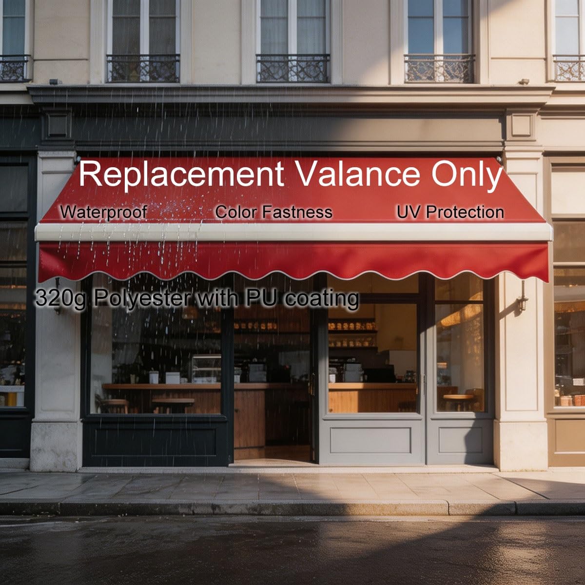 Générique Lambrequin Store Banne de Rechange, Volant Extérieur en Polyester avec Jonc, Toile de Remplacement Imperméable, Seulement Volant, Pièces Détachées Auvent(Jaune,B500cmxH20cm)