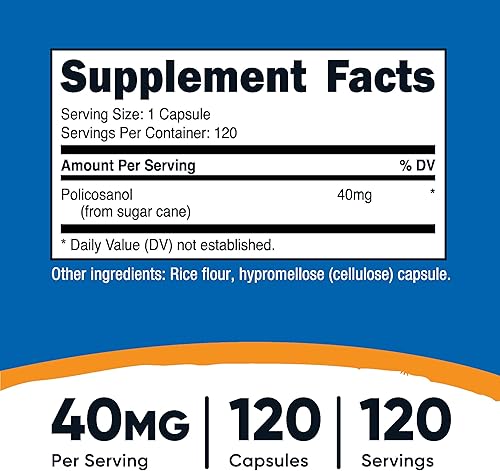 Miniatura 2 de Nutricost Policosanol 40 mg, 120 cápsulas - Sin gluten, sin OMG y apto para vegetarianos