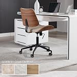 Home chaise de bureau sans bras avec roues, chaise de petit bureau réglable en hauteur, PU Cuir mi-arrière 360 Chaise d'ordinateur pivotante, chaise moderne sans bras pour bureau, salle de réunion de lecture (Beige)