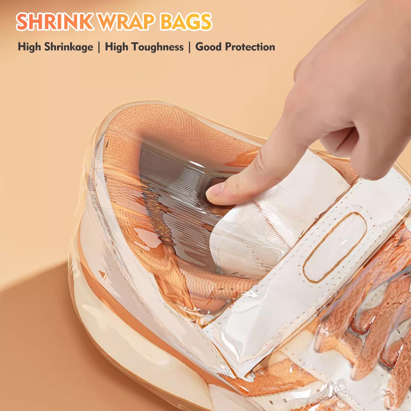 Bolsas retráctiles para zapatos, 100 bolsas termorretráctiles, bolsas de plástico transparente para zapatos para almacenamiento de viajes, bolsas de polvo para zapatos, 9.4 x 13.7 pulgadas, Claro