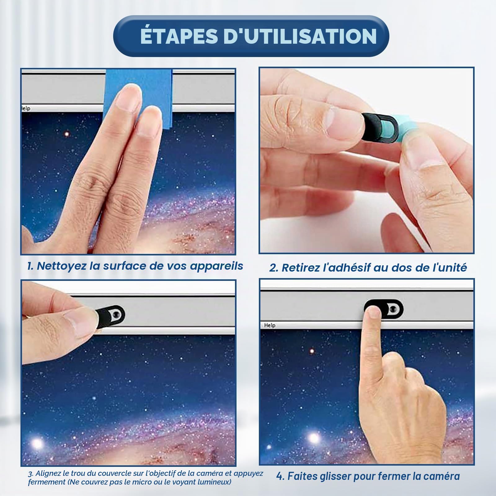 24 Articles Cache Camera Ordinateur,Cache Webcam PC Portable,Cache Camera Telephone,Convient aux Téléphones Mobiles, Tablettes et Ordinateurs Portables pour Protéger Votre Vie Privée (Noir)