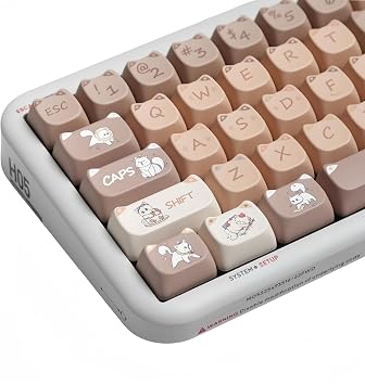 Mao Profile Keycaps,Cute Cat Custom Keycap PBT 140 Keys Dye-sub for Mechanical Keyboard Full-Size Keycap Set (Brown Kitty)
