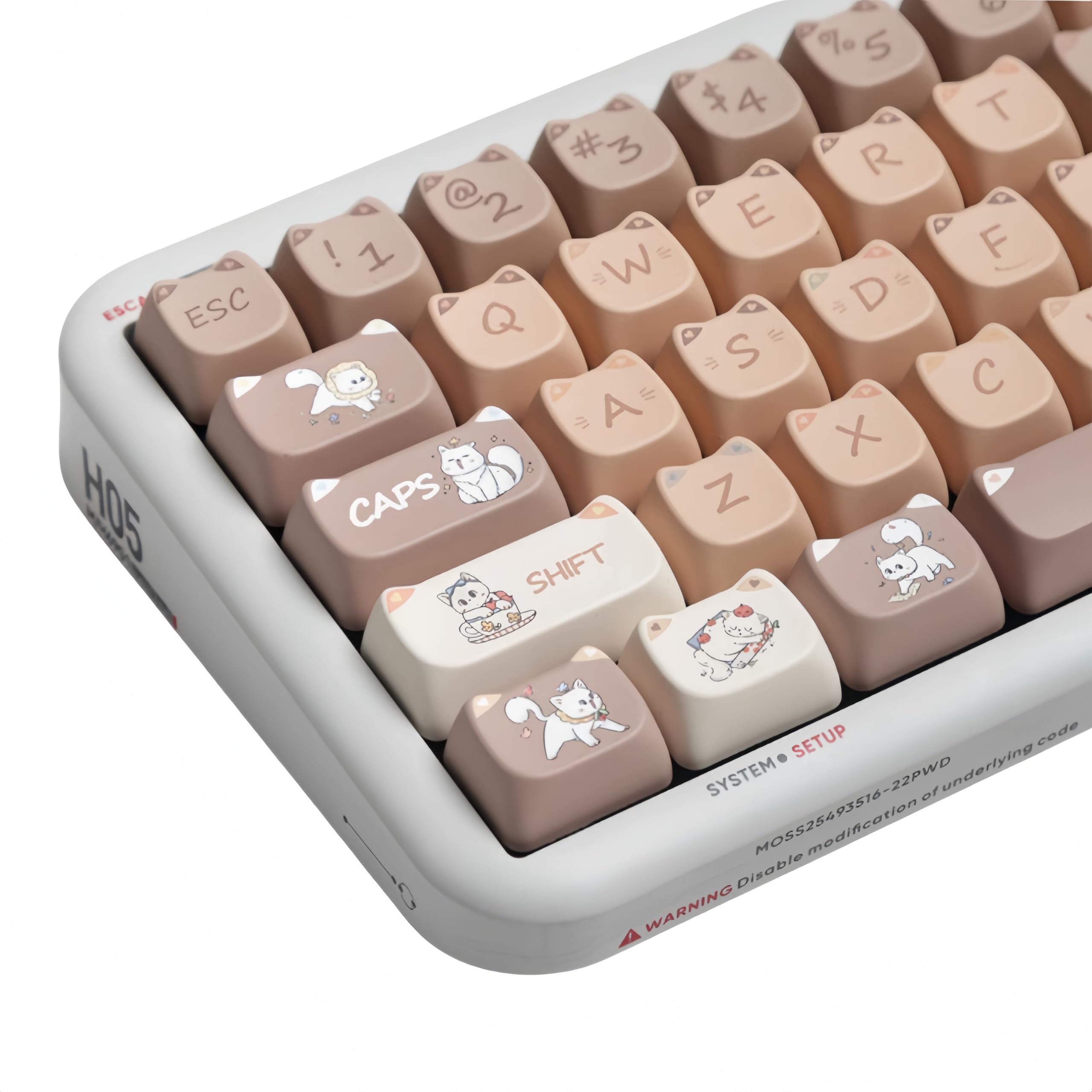 Cmokifuly Mao Profile Keycaps,Cute Cat Custom Keycap PBT 140 Keys Dye-sub for Mechanical Keyboard Full-Size Keycap Set (Brown Kitty)