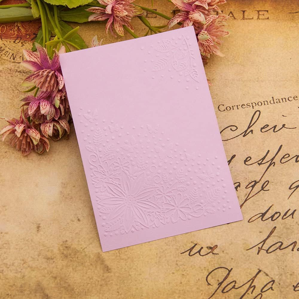 Arbuya Flowers Leaves Butterfly Corner Plastic Embossing Folder for Scrapbook DIY Album Card Tool Plastic Template Folders