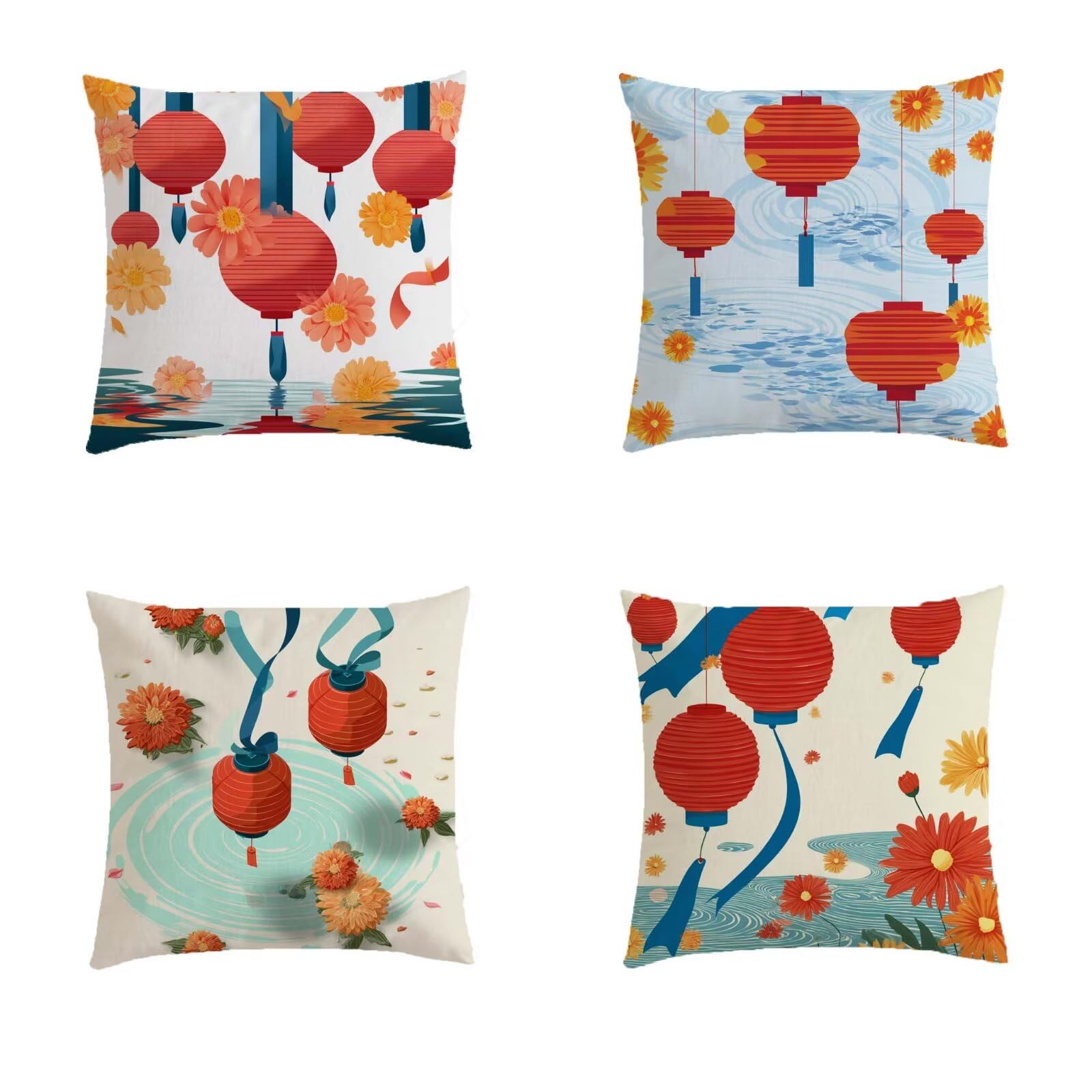 Housse coussin salon de jardin exterieur 60x60 rouge lot de 4 pour terrasse