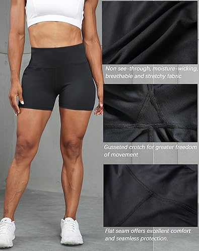 Miniatura 2 de TELALEO Paquete de 5 pantalones cortos de voleibol para mujer de 35 pulgadas, pantalones cortos de compresión de elastano, pantalones cortos
