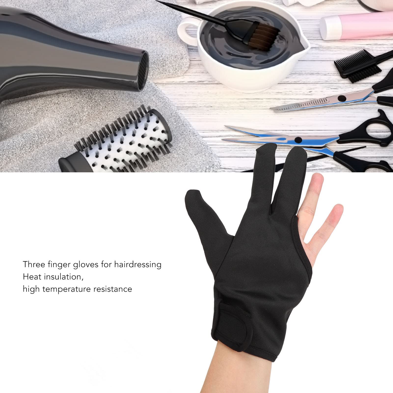 Gant de Coiffure 3 Doigts, 2 Pièces Gant de Coiffure isolé Réutilisable de Taille Moyenne pour la Coiffure