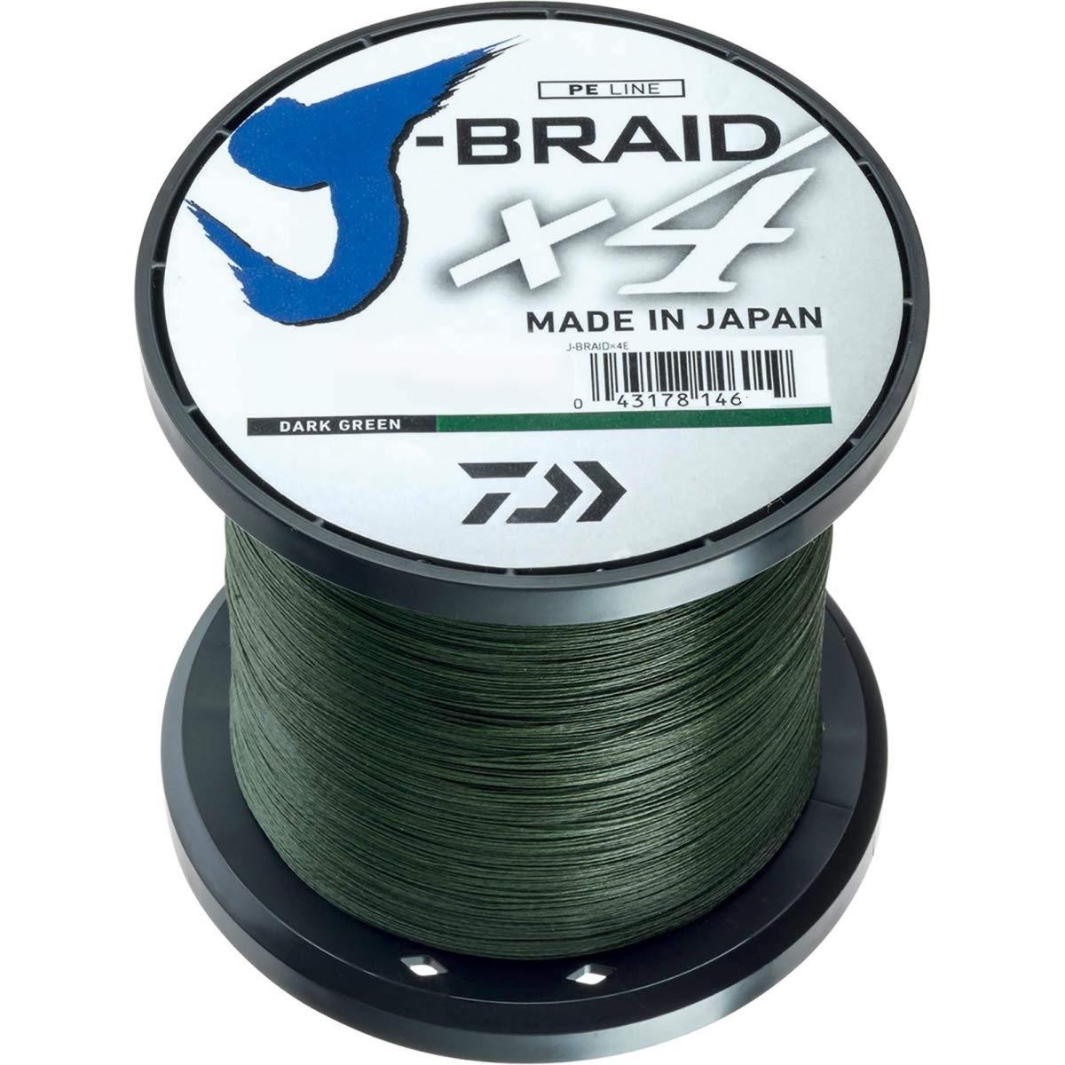 Daiwa Tresse 4 Brins J-Braid X4-1350 m – PE.3 – D.0,25 mm – R.14,4 kg-32lb – Verte – 12741625 – Equipement pour la peche sportive