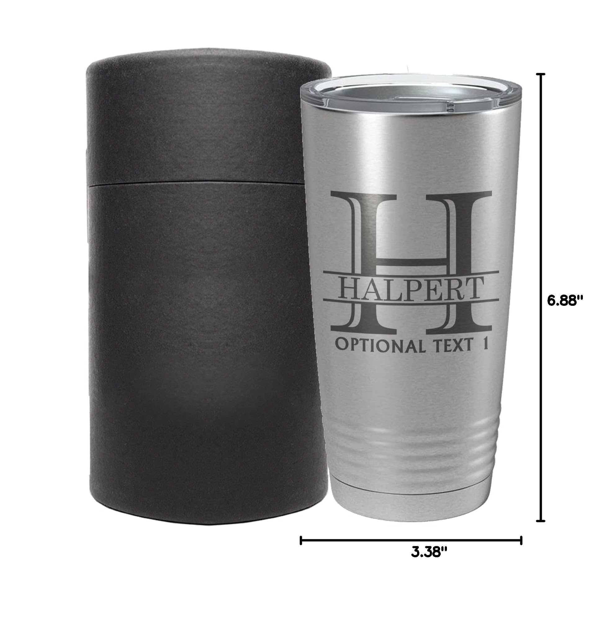 Personalized 20oz (17 Colors) Insulated Stainless Steel Tumbler Cup with Lid, Custom Etched, Customized Text Message Name, Engraved Father’s Day Gift