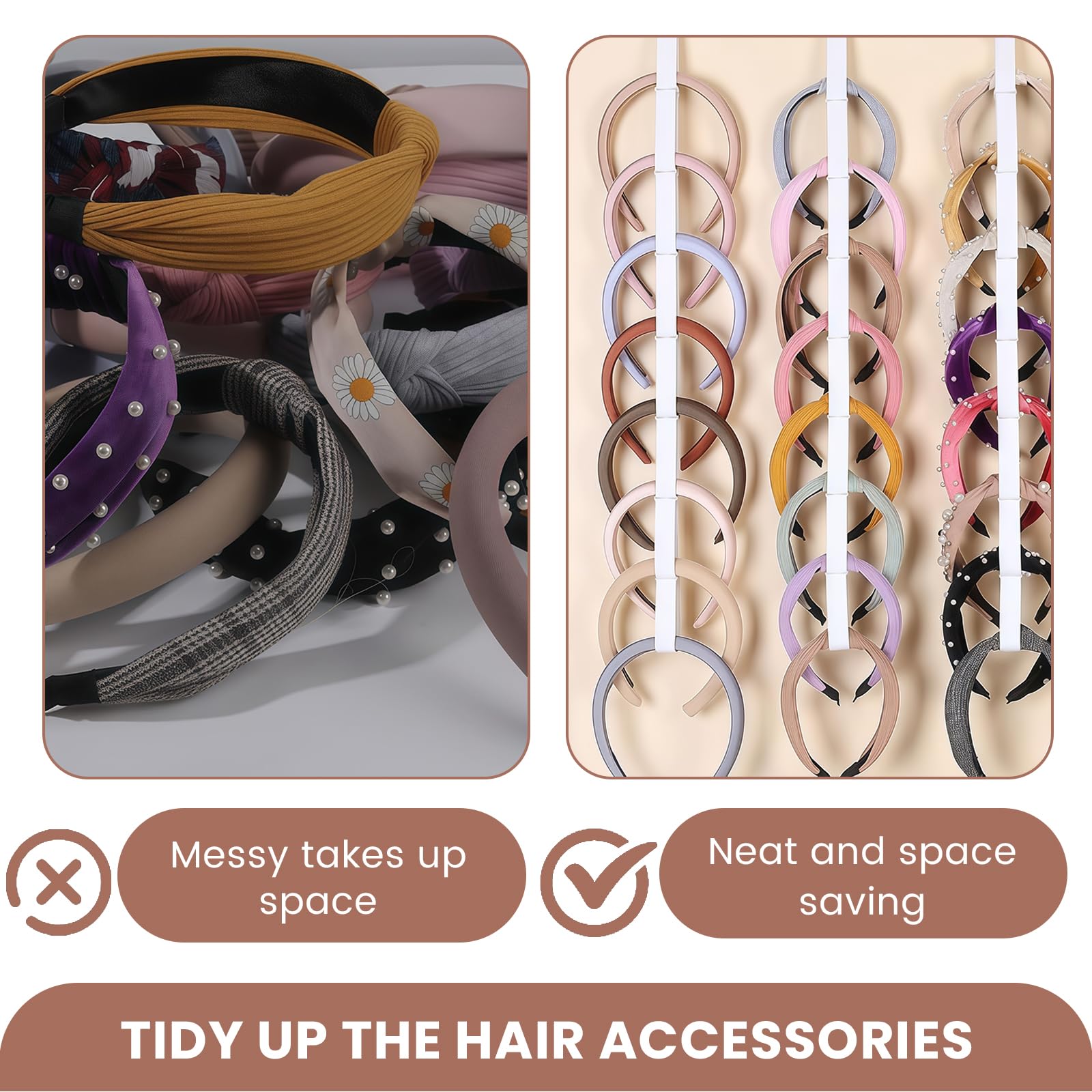 3 Pezzi Organizer per Fasce per Capelli per Ragazze, Esposizione Fermagli Elastici per Capelli, Organizer Bianco per Accessori per Capelli per Decorazione Camera da Letto e dormitorio