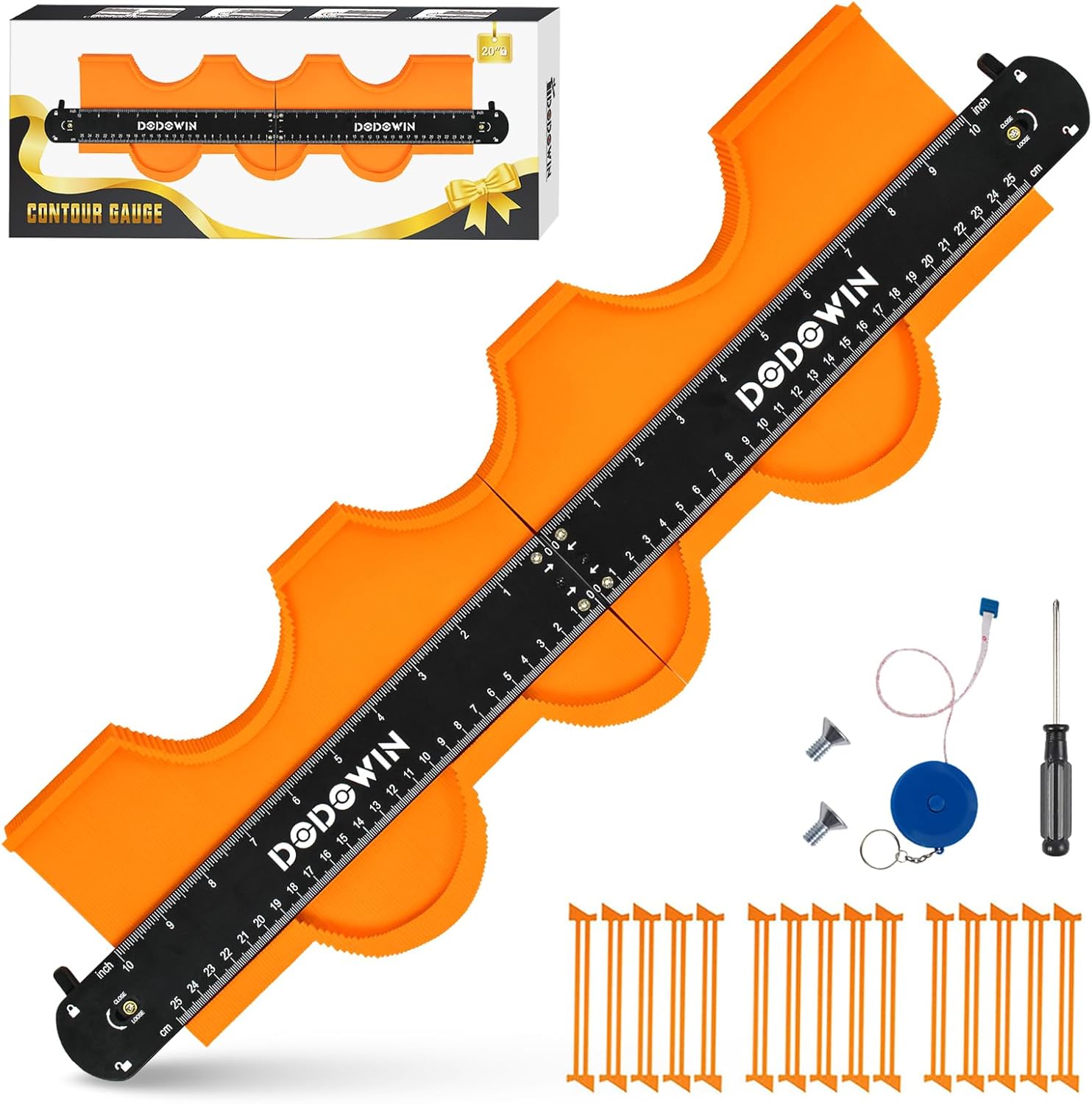 dodowin Connectable Contour Gauge 20inch, Christmas Gifts for Stocking Stuffers Men Dad Husband Him, Super Gauge Outline Shape Tool, Birthday anniversary Boyfriend Gifts Ideas, Woodworking Tools