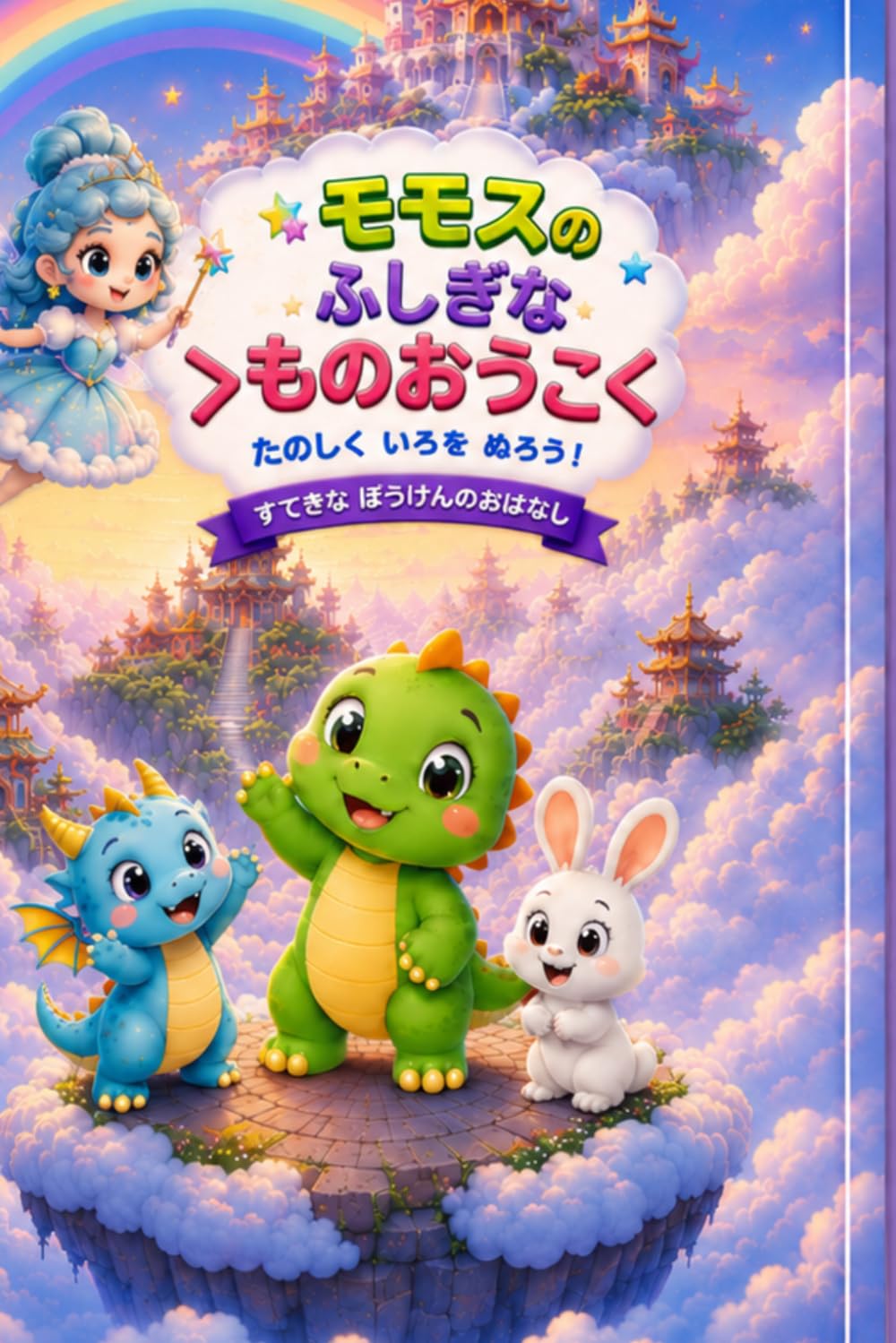 魔法の雲の王国のモノス ― 楽しくぬりえをしよう！― 信じられないほどすてきな物語: 恐竜たち、空に浮かぶ島々、隠された地図が登場する魔法のぬりえアドベンチャー。4～8歳の子ども向けの物語に基づいた40ページのぬりえを楽しめます。(Japanese Language Edition)