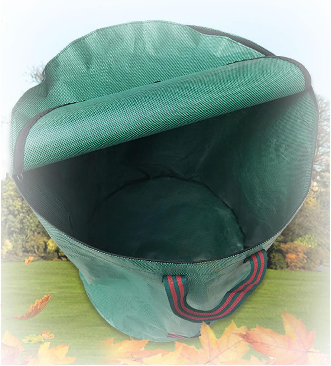 Garden Waste Bag With Zipper Lid, Reusable Foldable Yard Debris Collector, Self-Standing Wide Opening, Reinforced Handles, Easy To Clean, for Outdoor Gardening(300L 67x84CM)