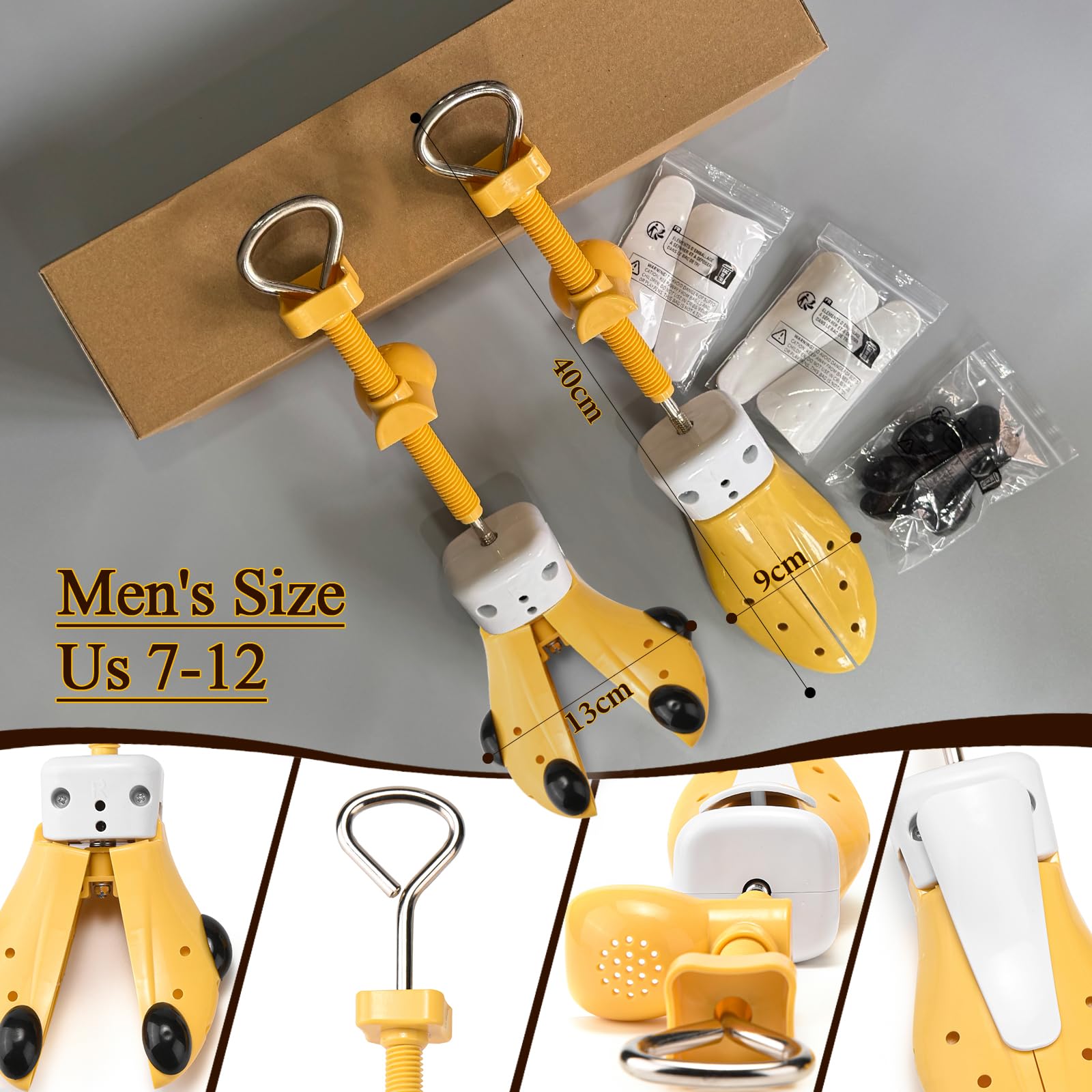 Estirador de zapatos de pies anchos para hombres y mujeres, expansor de zapatos de 4 vías, longitud ajustable, ancho y altura para puntera y empeine grueso