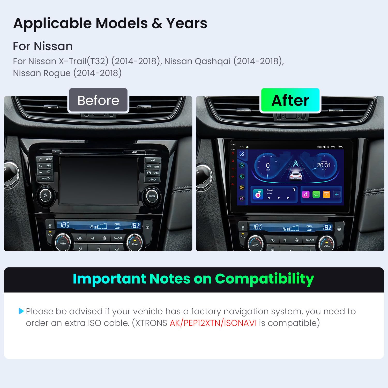 Amazon.com: XTRONS Android 14 Car Stereo for Nissan X-Trail Rogue