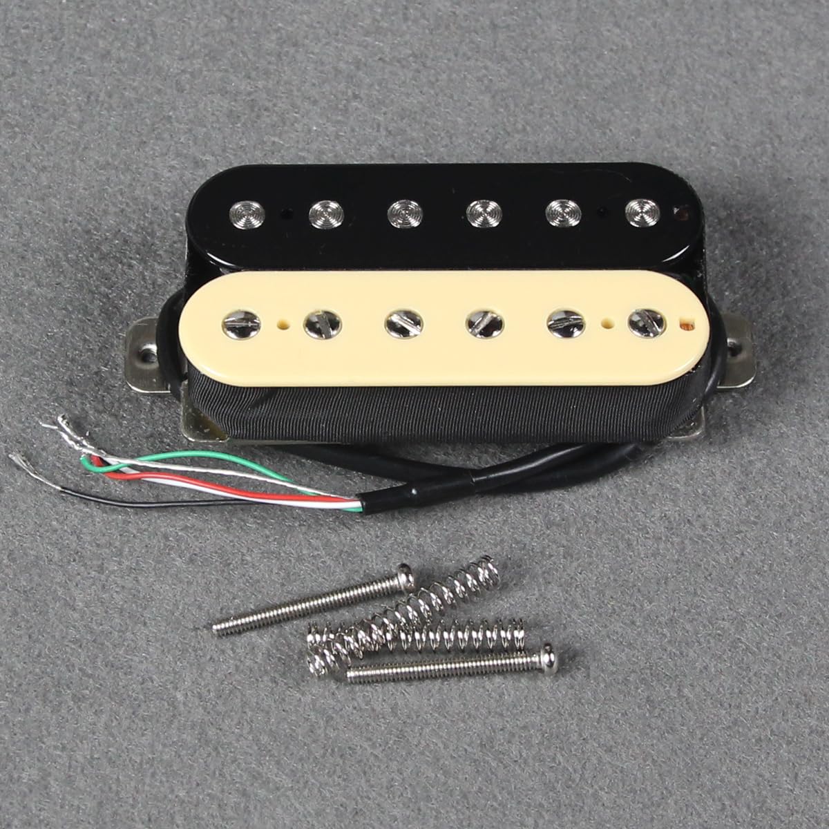 FLEOR Pastilla de guitarra eléctrica Pastillas Humbucker de doble bobina Pastilla de puente de cerámica de 52 mm - (negro + crema)