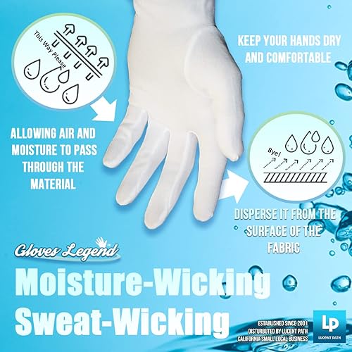 Miniatura 6 de Gloves Legend Guantes de inspección blancos de nylon blanco de la joyería de la moneda antigüedades guantes de trabajo de