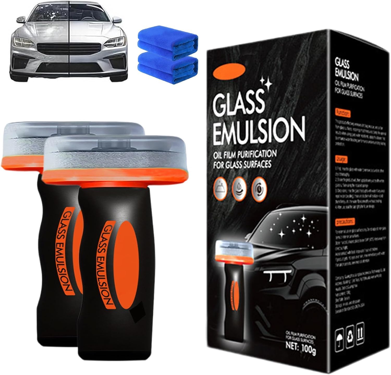 Nmes Nettoyant Vitre Voiture, Produit Nettoyage Voiture, Nmes Nettoyant Pare Brise, Anti Pluie Pare Brise, Détachant De Film D’huile Pour Pare-Brise Vitres Rétroviseurs,Glass Emulsion Pour Miroirs (2)
