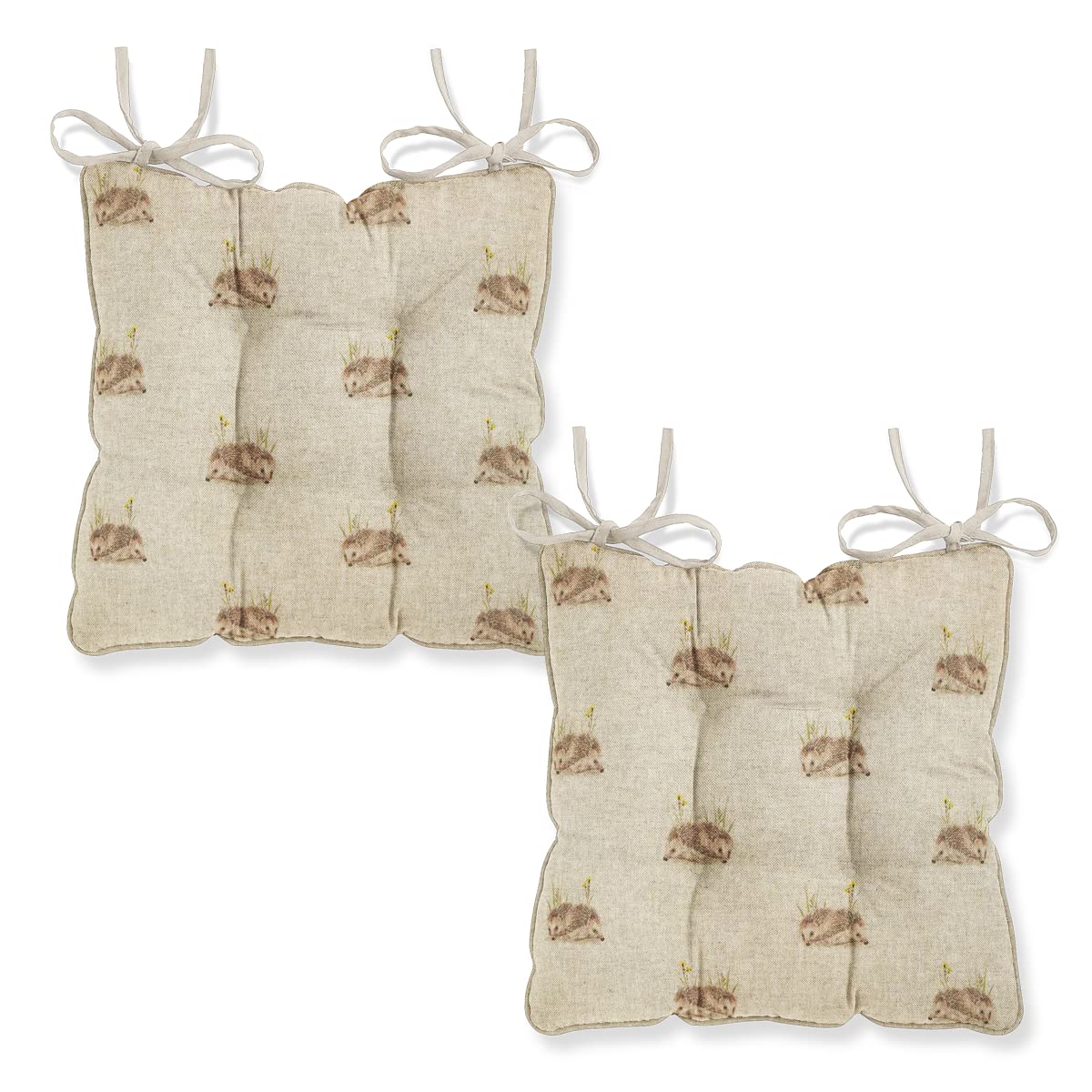 Harrison Cropper Seat Pads for Dining Chair Animal Design Chair Pads with Straps Set of 2 (Hedgehog)