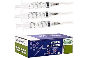 25 Pack 5ml Syringe with Disposable Luer-Lock Tip, 22 Gauge, 1 Inch,...