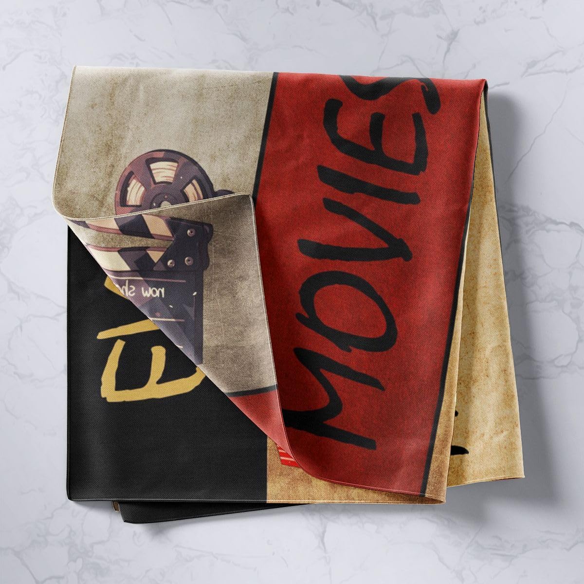 Homewish Movie Theme Tapestry,Vintage Cinema Wall Hanging Art Popcorn Film Cinema Theater Wall Blankets Movie Lovers Poster Tapestries for Kids Teens Girls Boys Bedroom Decor,59.1x59.1 image 2