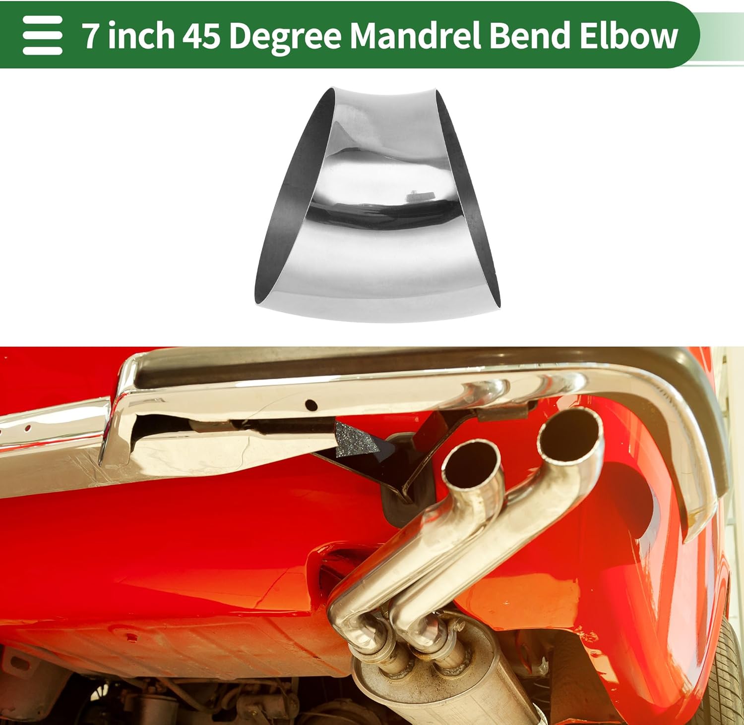 Motoforti 45 Degree Mandrel Bend Elbow Car Modified Exhaust Pipe Tubing Piping 7" Inch OD Thickness 1.5mm/16GA 180x212x1.5mm 304 Stainless Steel Silver Tone