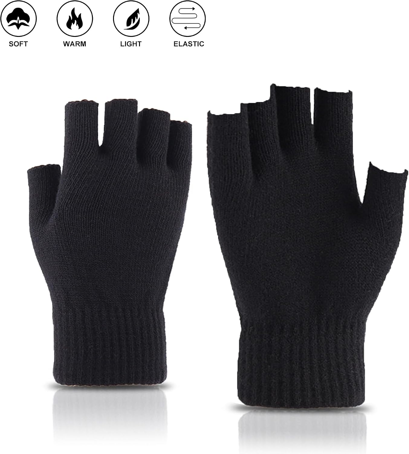 UTTPLL Fingerless Gloves for Women Men - Winter Warm Touchscreen Knitted Mittens Cozy Warm Stretchy Half Finger Gloves