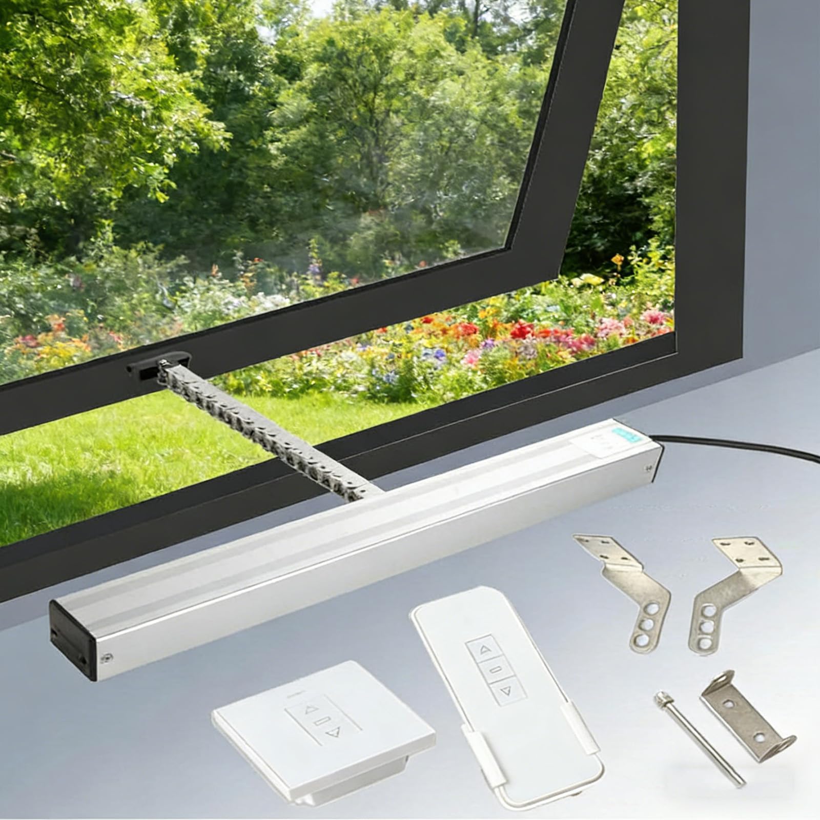Abreventanas automático con mando a distancia e interruptor, actuador eléctrico 600N para ventilación y seguridad del hogar