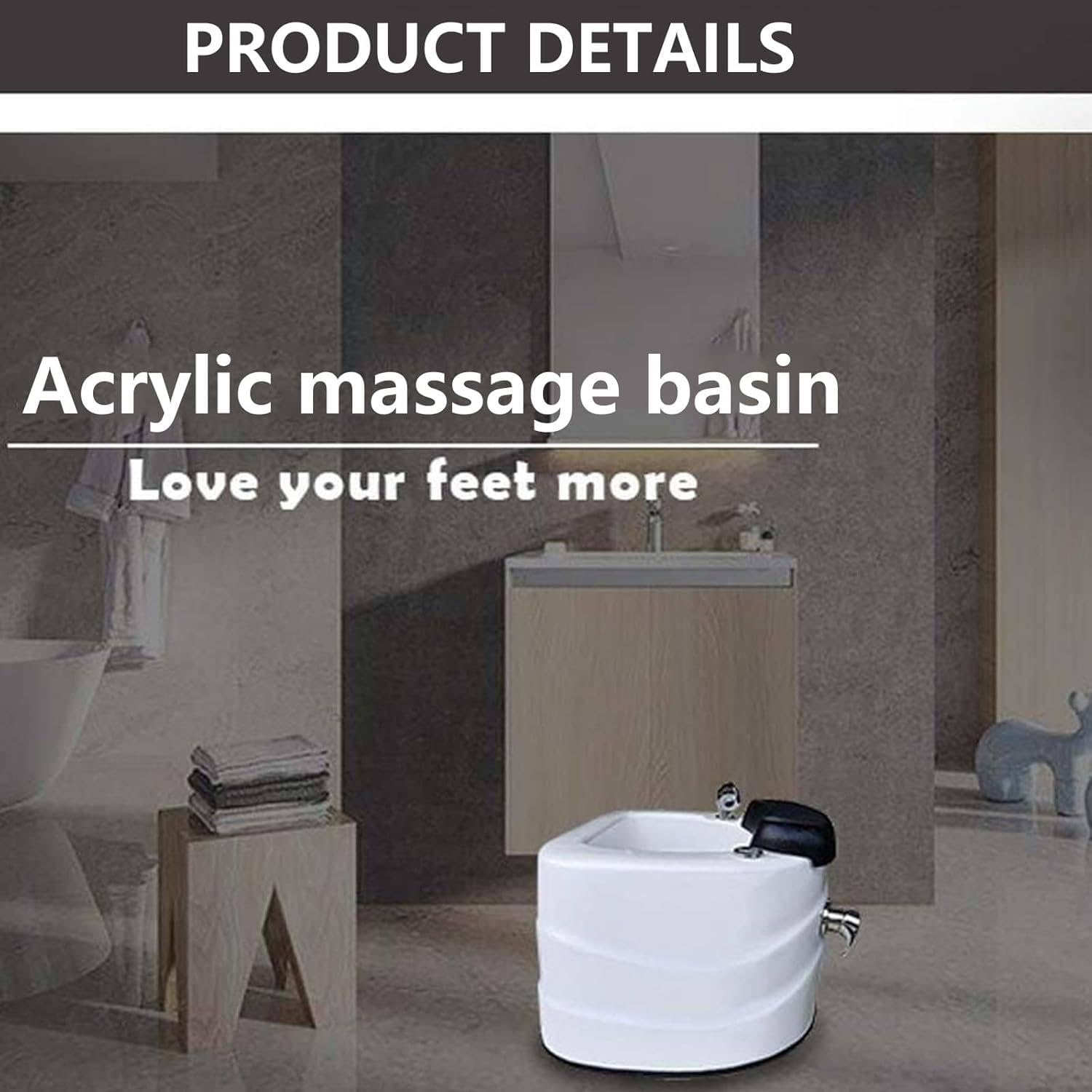 Pediluvio in acrilico con massaggi, luci LED colorate, scarico automatico per rilassamento e cura dei piedi