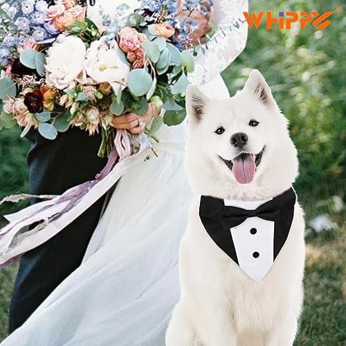 Miniatura 2 de Collar tipo bandana de esmoquin con pajarita para mascotas, disfraz formal de boda, disfraz formal de compromiso, cumpleaños, traje de mascotas para