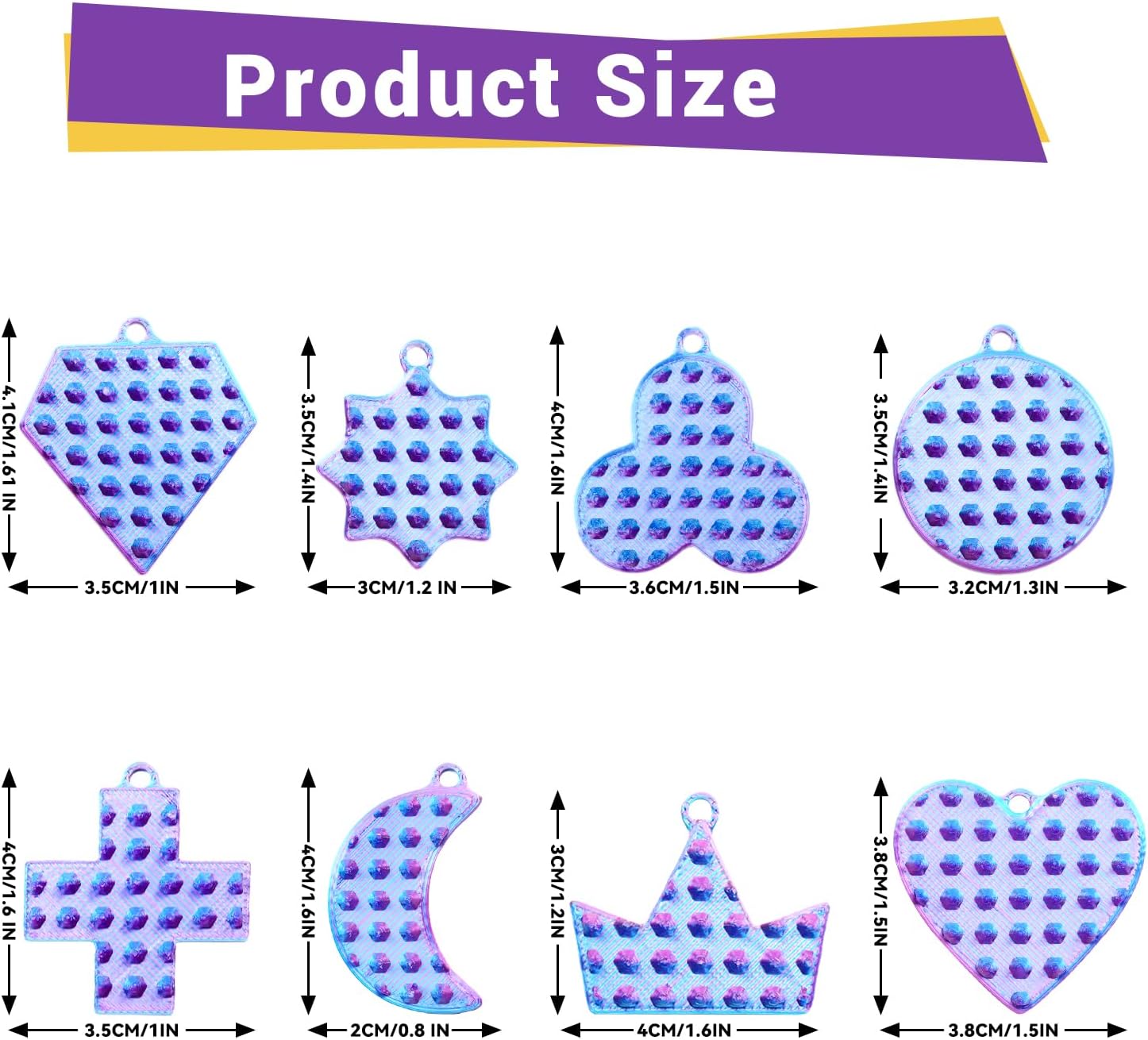 8 PCS Pain Stim Fidget Set,Little Ouchies Style 3D Printed Sensory Stress Relief Toys for Adults and Teens,Keychain Design,Helps with Anxiety, ADHD,Autism,Unique Gift for Men (8pcs-Purple)