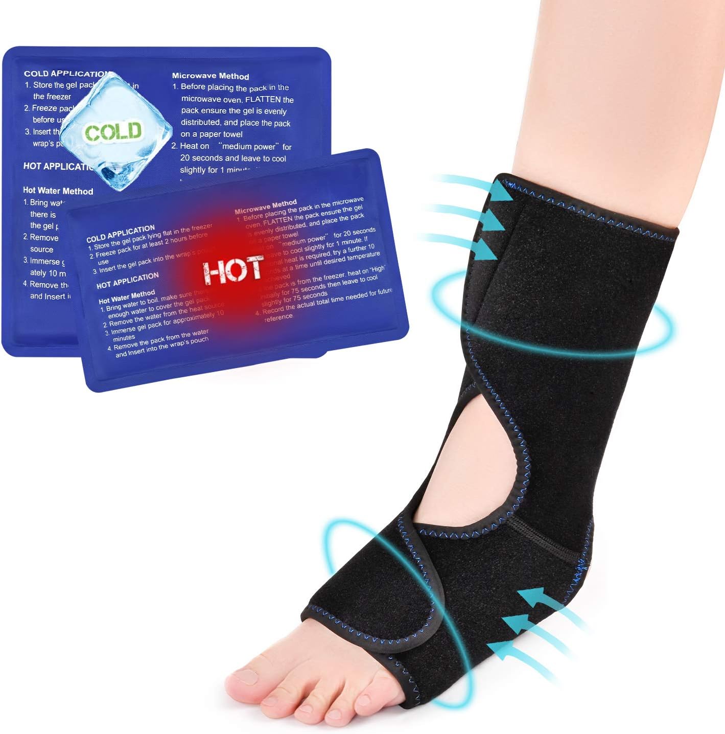 Ankle Ice Pack Wrap, Foot Ice Pack for Injuries, Reusable Cold Compress for Achilles Tendonitis Relief, Flexible Cold Pack Foot Ice Wrap for Plantar Fasciitis, Bursitis, Sore Feet, Surgery
