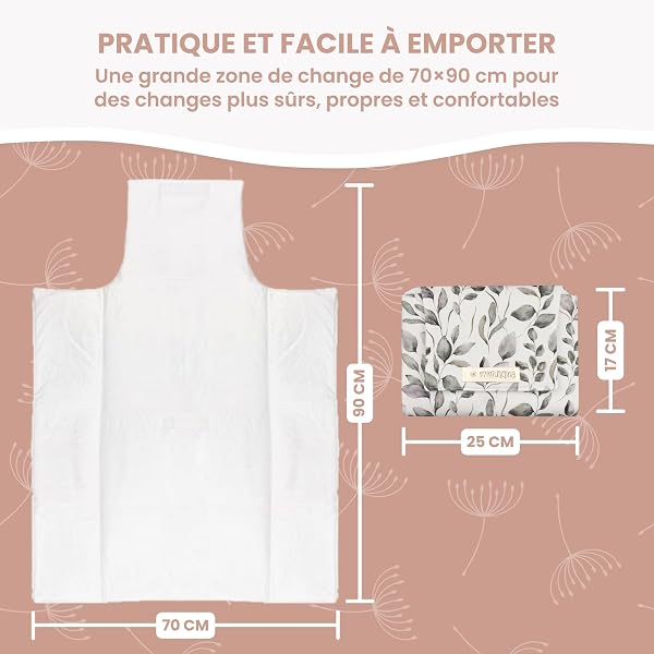 MIMUSELINA Tapis a Langer Bebe | Matelas a Langer Bebe Voyage Imperméable et Léger | Extérieur 100% Coton, Intérieur Lavable et Sans BPA | Pliable avec Fermeture Pratique | Espagne - 2