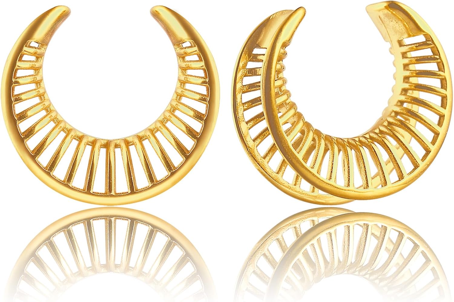 LADEMAYH 2 Pcs Hollow Design Saddle Plugs Gauges for Women Ventilate Ear Tunnels Gauges for Men Breathe Surgical Steel Gauge Earrings Body Piercing Jewelry