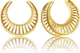 LADEMAYH 2PCS Ear Saddle Tunnels Gauges for Ears, Hollow Breathable Design