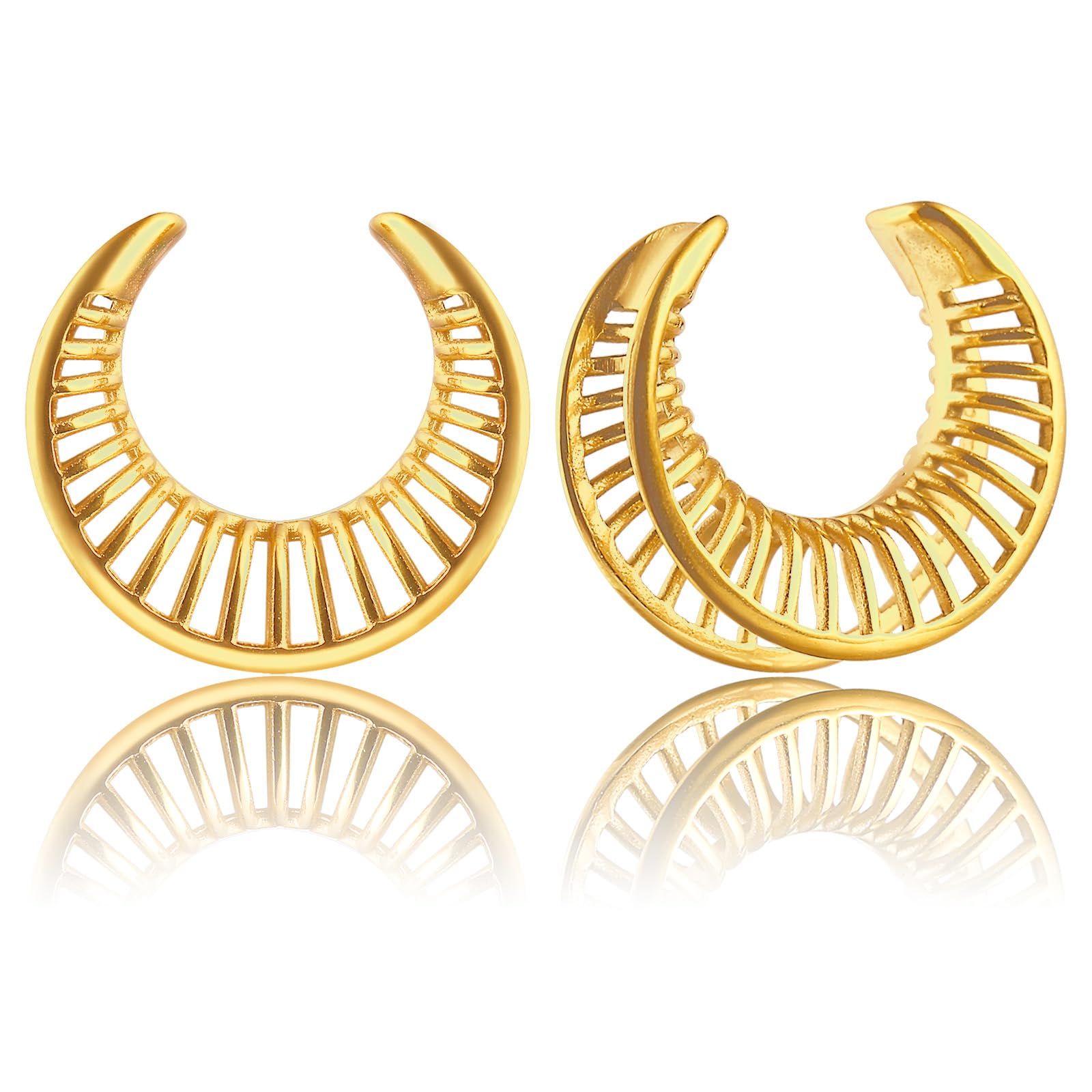LADEMAYH 2 Pcs Hollow Design Saddle Plugs Gauges for Women Ventilate Ear Tunnels Gauges for Men Breathe Surgical Steel Gauge Earrings Body Piercing