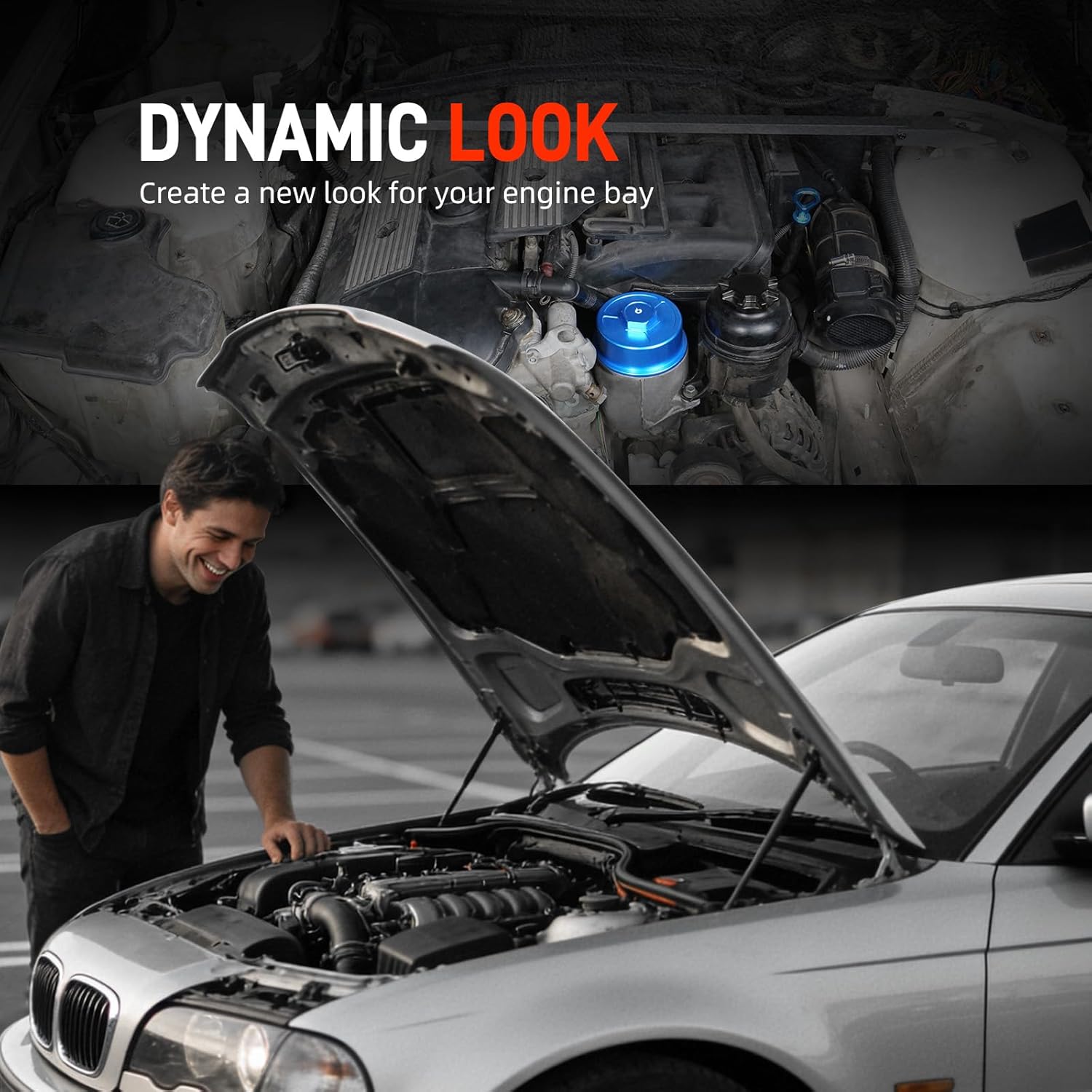 Bevinsee Oil Filter Lid Cap with Seal O-Ring 11421744000 Compatible with BMW E36 E39 E46 E60 E61 E53 E83 E85 323i 325i 325Xi 328i 330i 525i 528i 530i X3 X5 Z3 Z4 M52 M54 M56 Engine, Aluminum, Blue