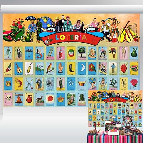 Decoraciones de fiesta de bingo mexicano, fondo de juego de bingo mexicano para estudio fotográfico, suministros de fiesta de estilo vintage para