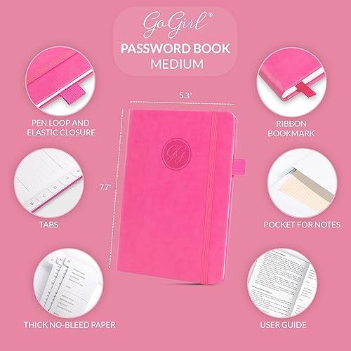 Miniatura 2 de GoGirl Cuaderno para contraseñas con pestañas alfabéticas, diario de direcciones de Internet y contraseñas para guardar inicios de sesión de sitios
