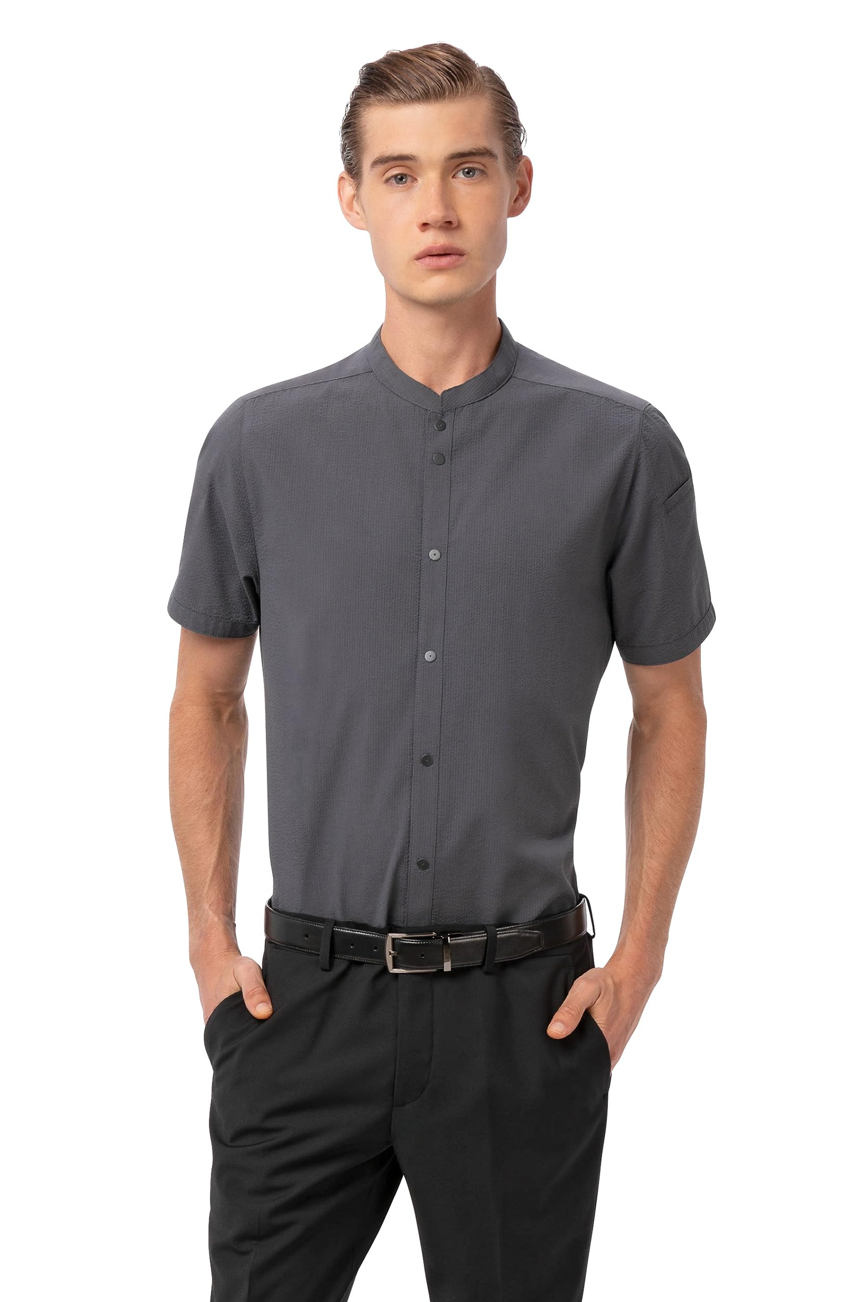 Chef Works Mens Seersucker Shirt Camicia Button-Down Uomo