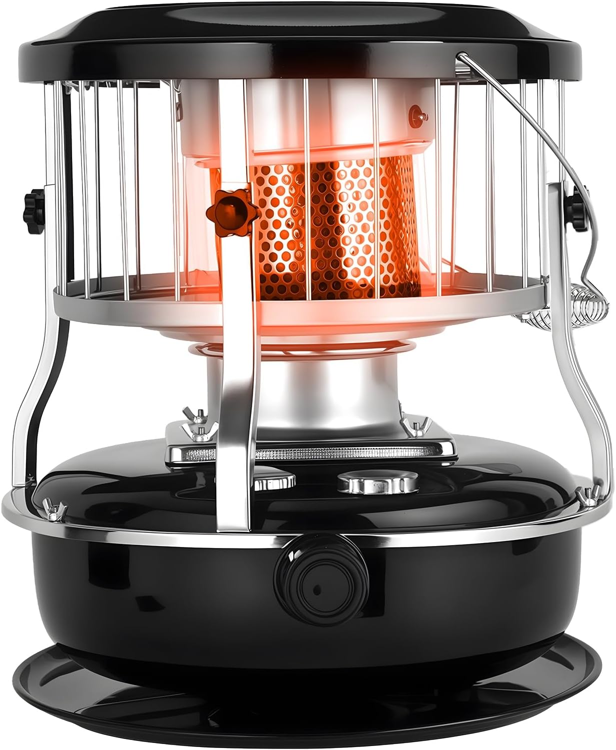 Kerosene Heater, Non-Electric 9000 BTU Indoor Kerosene Stove & Radiant Heater 2-in-1, Portable for Camping, Emergency Heating, Cooking, 16-21H Burn Time, 4.5L Fuel Capacity, No Power Needed Black