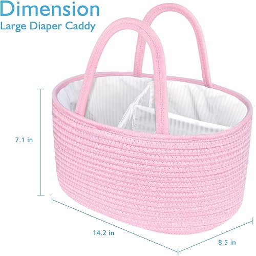 Miniatura 2 de ABenkle Organizador de pañales, cesta de bebé de cuerda de algodón rústico bohemio, organizador de cambiador para almacenamiento de pañales y baby
