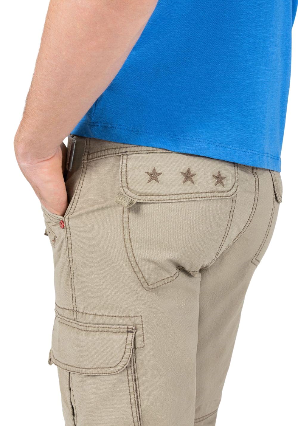 Timezone Herren 3/4 Cargo Hose Loose MILESTZ Short Mid Waist Loose Fit W30-W40 | Baumwolle | Regular Fit | unifarben | wärmend | Reißverschluss | sportlich-Style | ideal für Casualmode