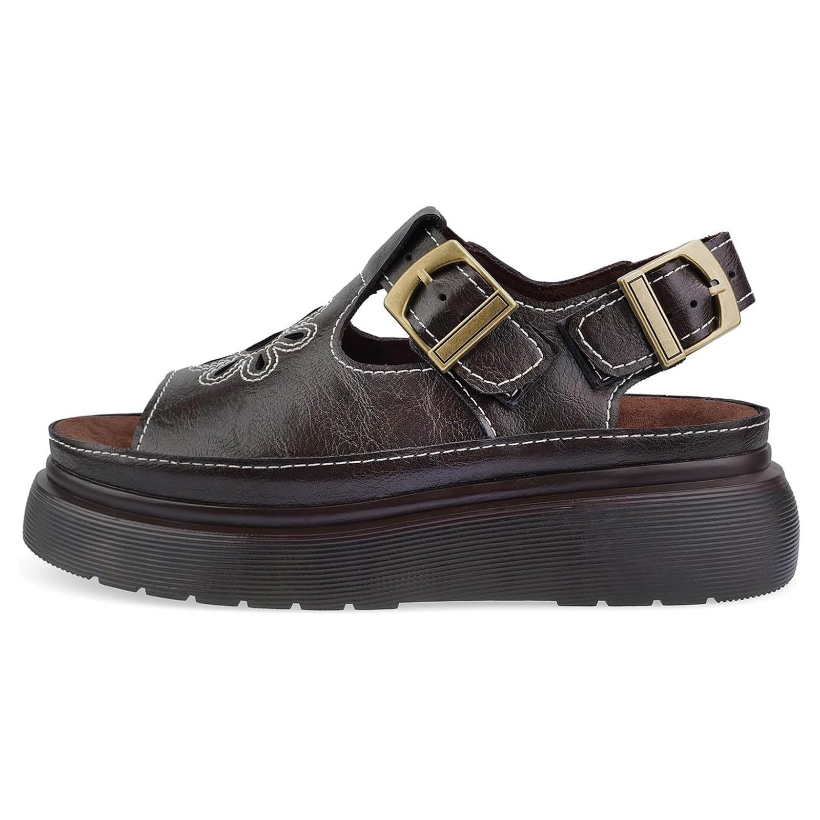 Genérico Chanclas Para Mujer Sandaliasde Verano Para Mujer, Sandalias Elegantes, Cós, Ligeras Y Ajustables Mules De Cuero Cós Pantuflas De Cuña Con Vintage, Pantuflaspremium La Playa, Talla