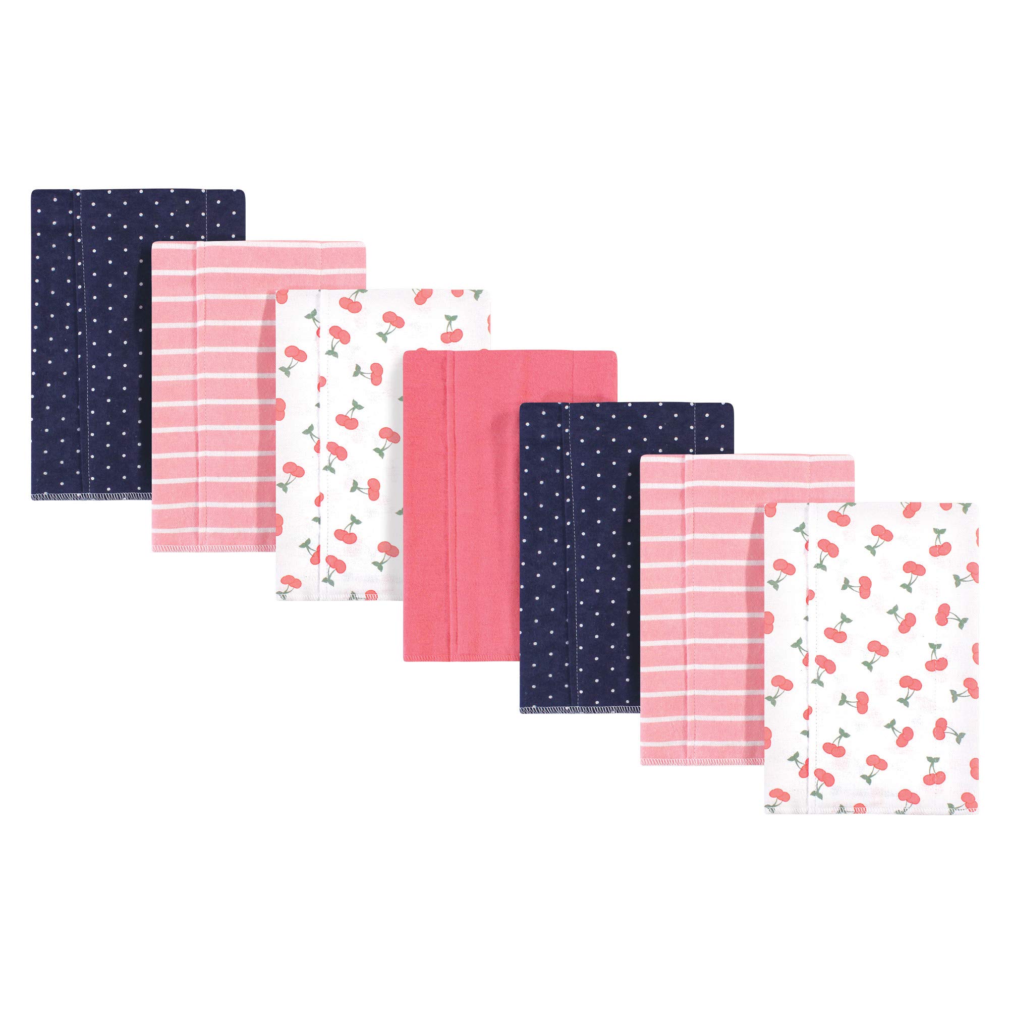 Hudson Baby Unisex Baby Cotton Flannel Burp Cloths, Cherry, One Size